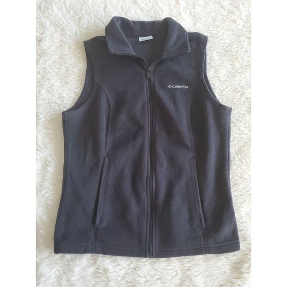 Columbia Womens Fleece Vest Black Jacket Full Zip & Zipper Pockets Sz Medium - Picture 1 of 3